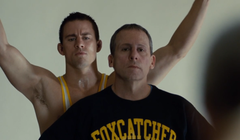 Channing Tatum and Steve Carrell pose for a photo in Bennett Miller's Academy-Award nominated  "Foxcatcher".