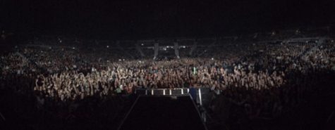 A view of the audience from the stage taken by Mitch Grassi during a stage setup.